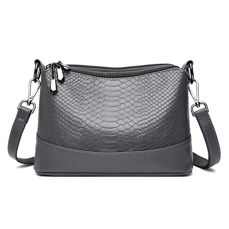 Bolso Bandolera Vintage de Piel de Cocodrilo Gris