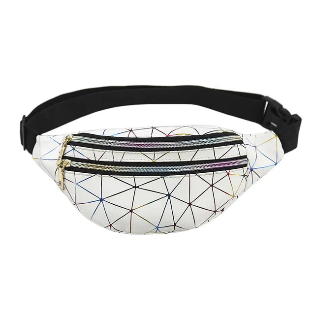 Bolso Riñonera Prismas Neón Blanca