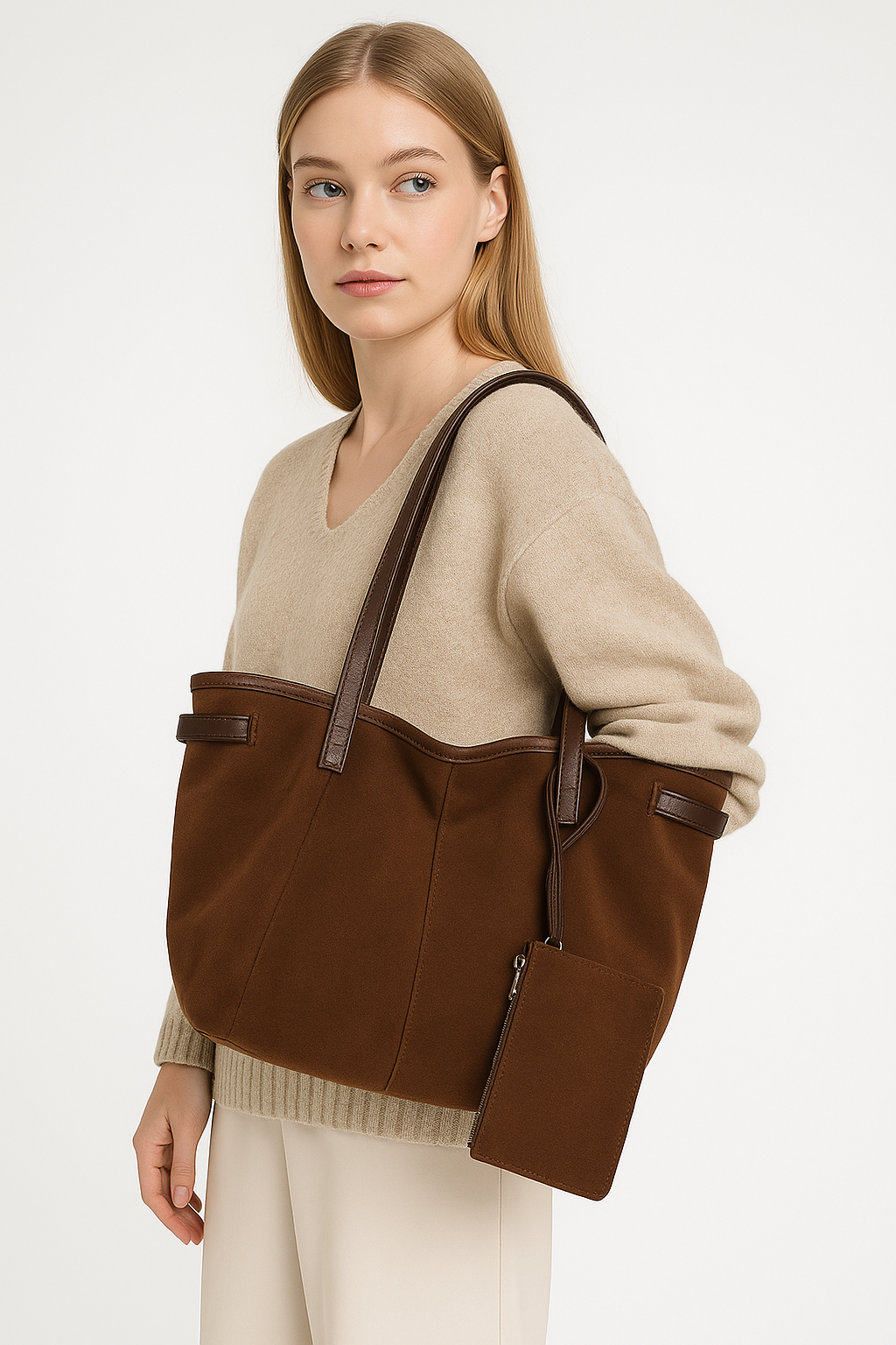 Bolso Shopper de Gamuza Sintética – Elegancia Casual para Mujer