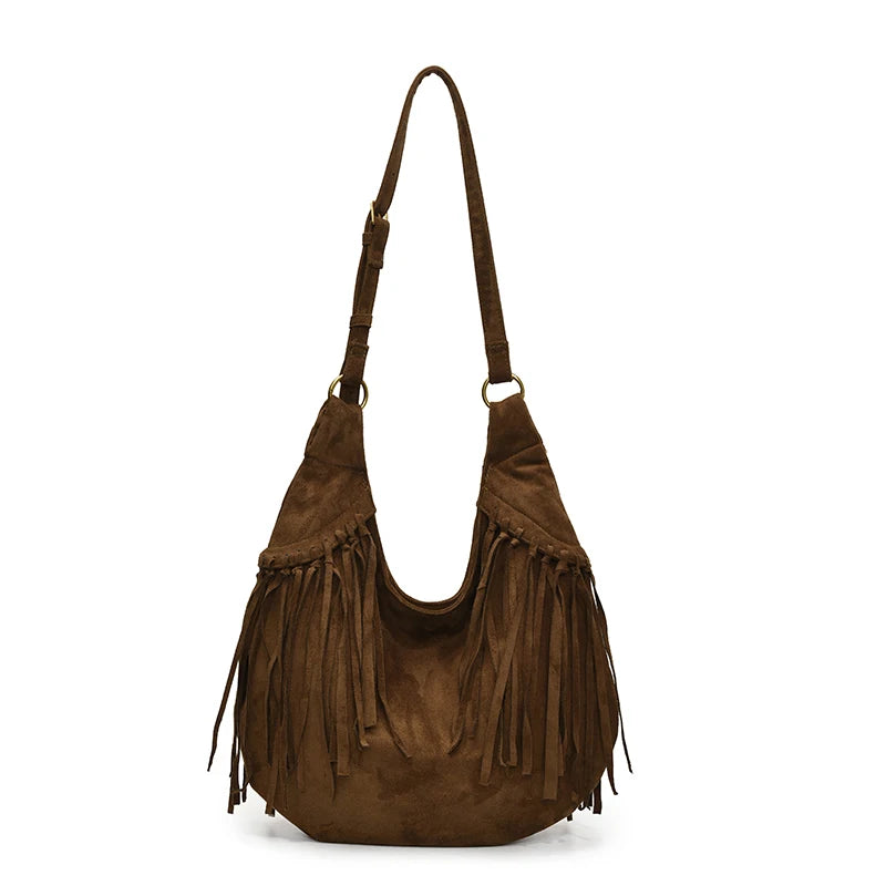 Bolso de Flecos Bohemio de Gamuza Sintética  – Estilo y Comodidad